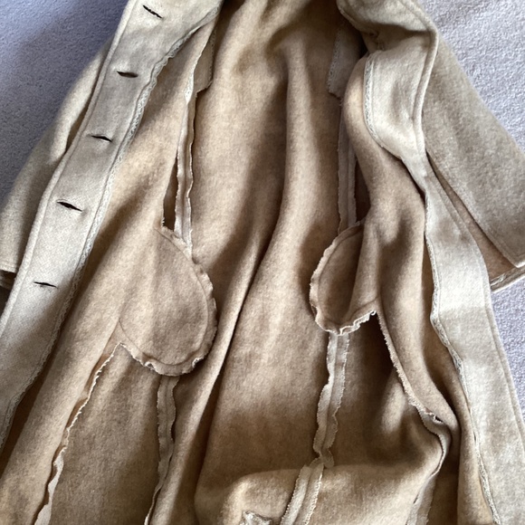 Vintage Handmade Heavy Wool Dress/Cape Cover Wood Buttons Dress - Picture 10 of 16